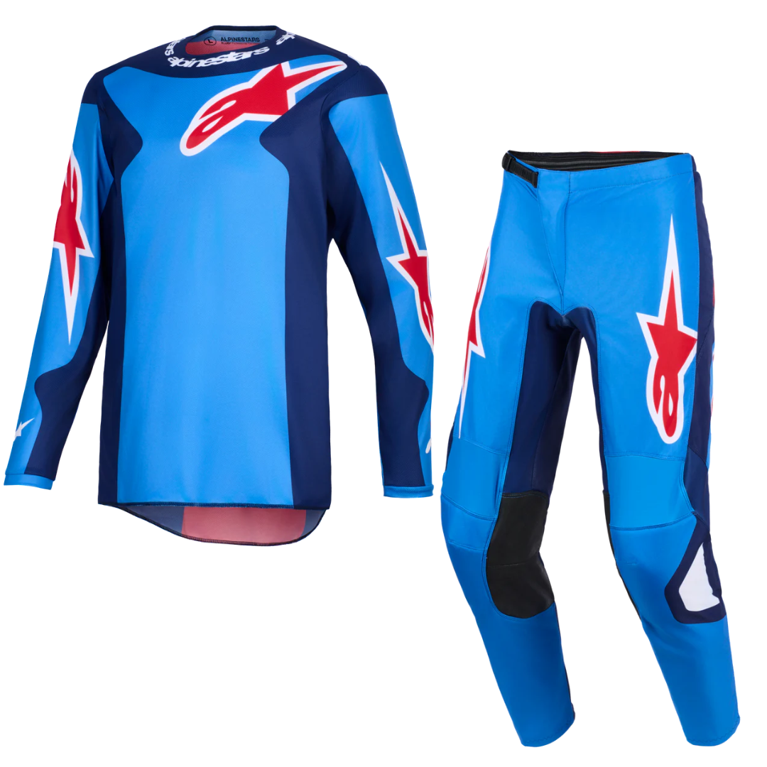 2026 Alpinestars Fluid Grid Blue/Red Jersey + Pant Set