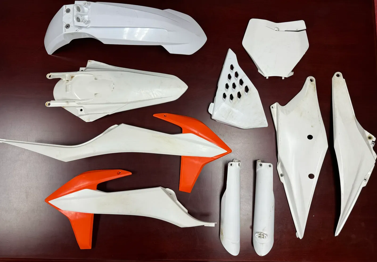 USED KTM PLASTICS KIT WHITE/ORANGE SX/XC/XCW/XCFW/EXC/FACTORY