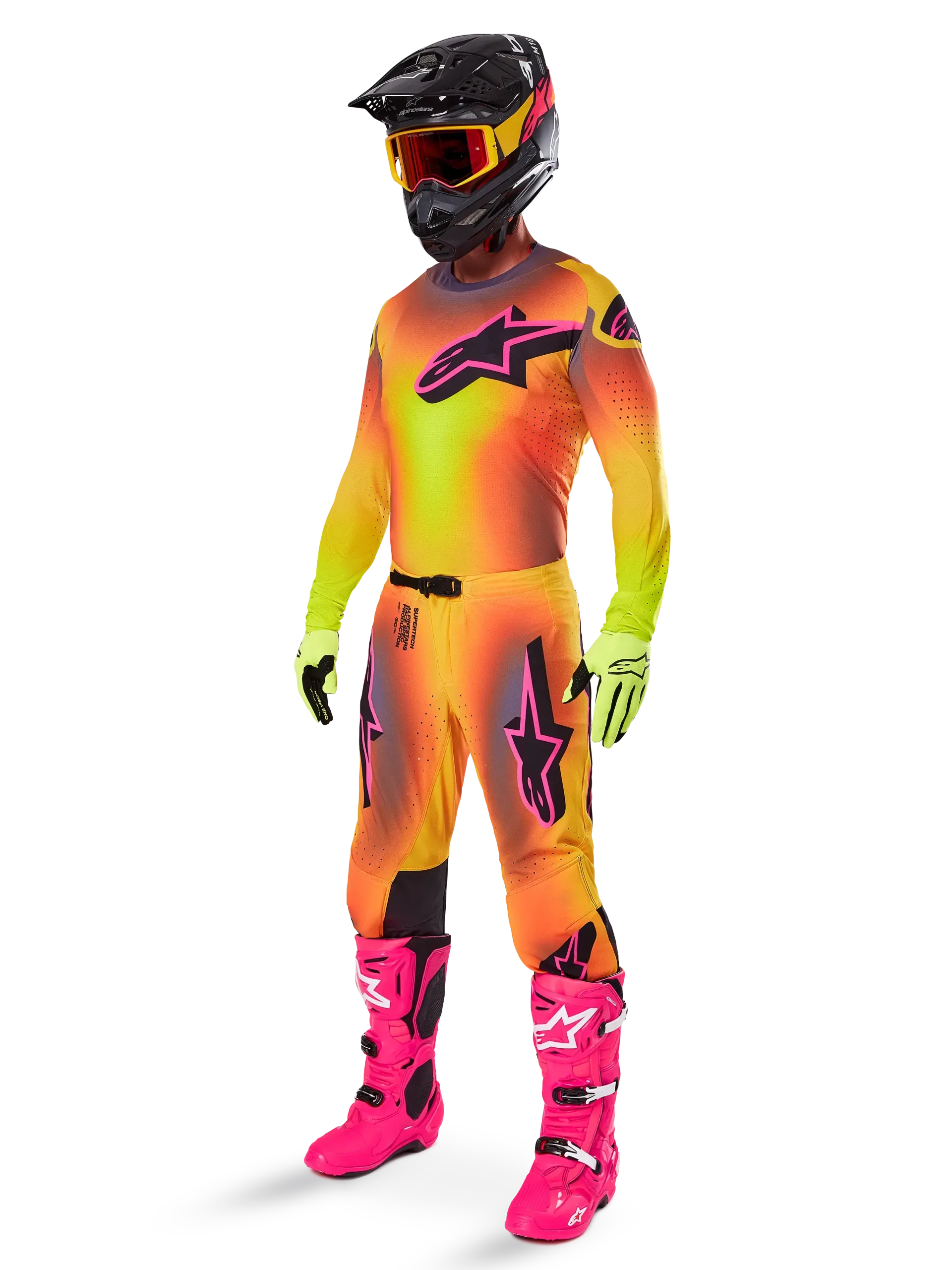 2025 ALPINESTARS SUPERTECH LIPAN YELLOW/PINK JERSEY + PANT SET