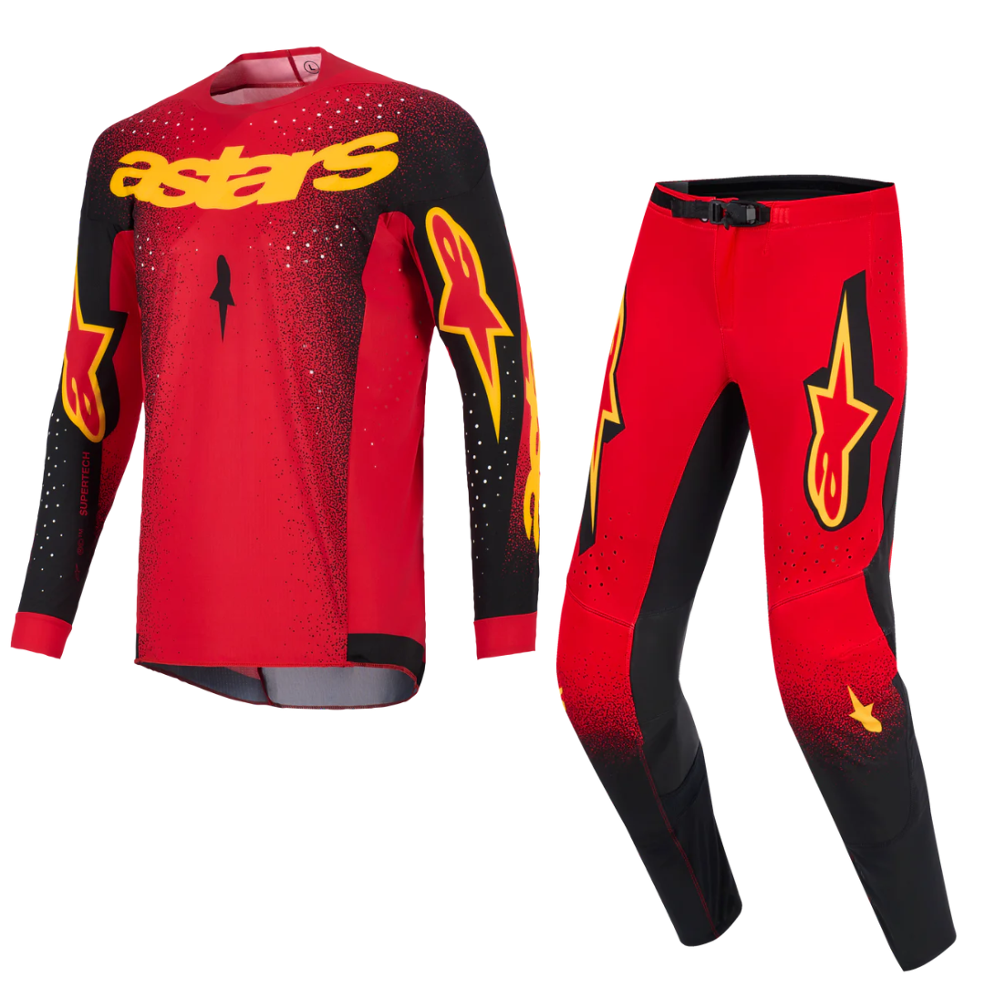 2026 Alpinestars Supertech Scenz Red/Black/Yellow Jersey + Pant Set