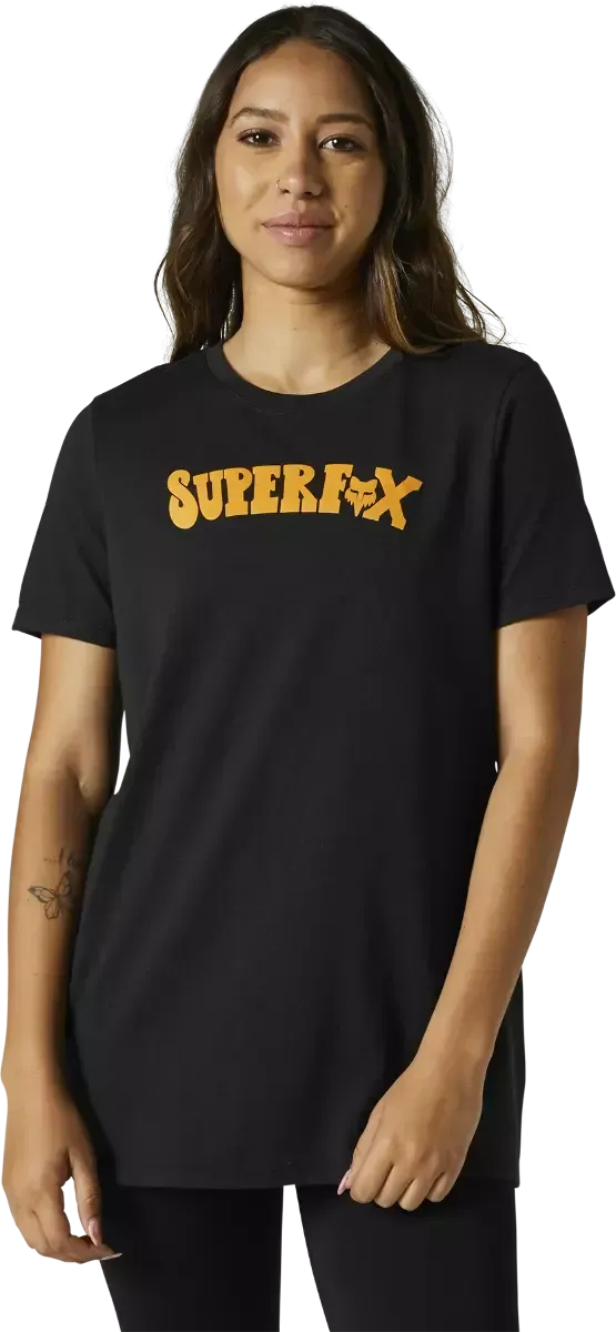 FOX RACING WOMENS SUPER TRIK TEE BLACK SIZE SMALL - 29161-001-S