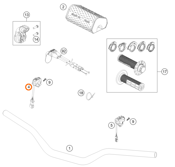KTM START/STOP BUTTON- 23-26 KTM 125/250/300/350/450/500 MODELS - A46011074000