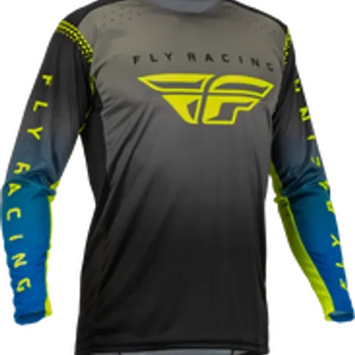 FLY RACING YOUTH LITE JERSEY GREY/BLUE/HI-VIS YOUTH SIZES