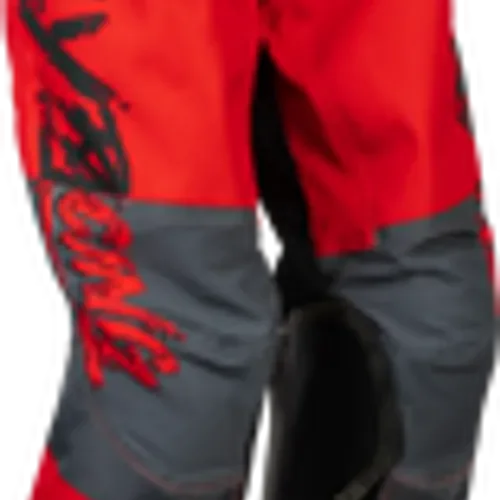 FLY RACING YOUTH KINETIC KHAOS PANTS BLACK/RED/GREY YOUTH SIZES