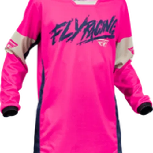 FLY RACING YOUTH KINETIC KHAOS JERSEY PINK/NAVY/TAN YOUTH SIZES
