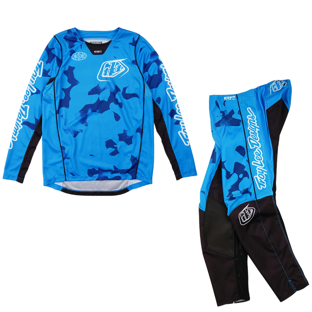 Troy Lee Designs Youth GP Pro Blotted Bright Blue Jersey + Pant Set