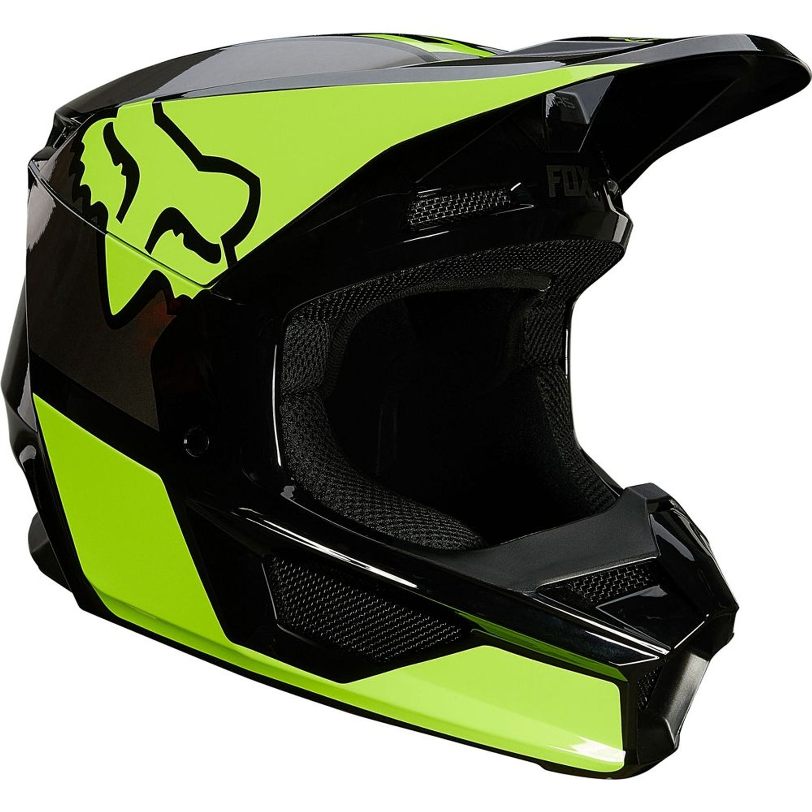 FOX RACING YOUTH V1 REVN HELMET - FLO YELLOW - YOUTH SIZES
