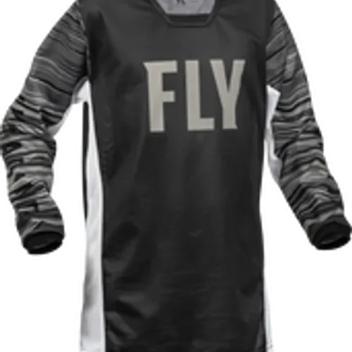 FLY RACING YOUTH KINETIC MESH JERSEY BLACK/WHITE/GREY  YOUTH SIZES