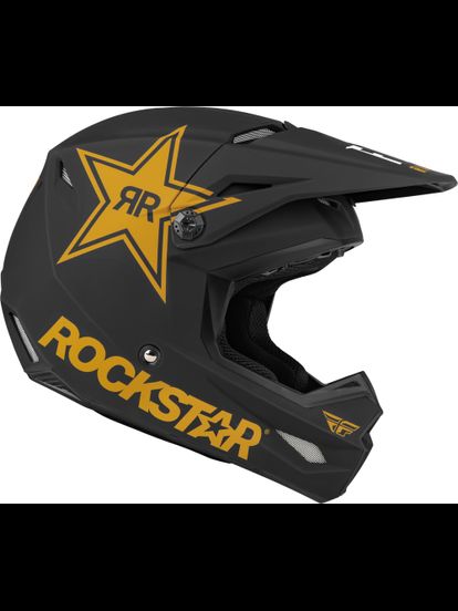 FLY RACING KINETIC ROCKSTAR HELMET MATTE BLACK GOLD MX Locker