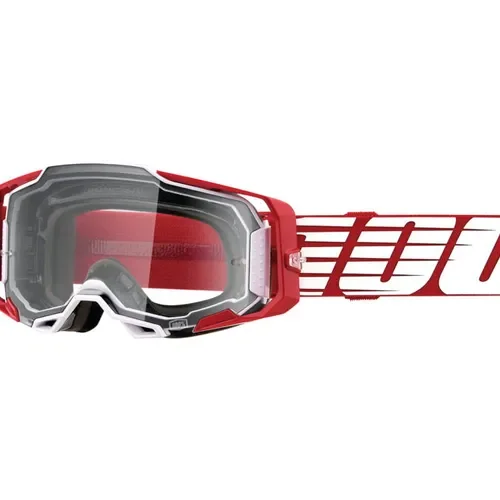 100% Armega Goggles Oversized Deep Red with Clear Lens