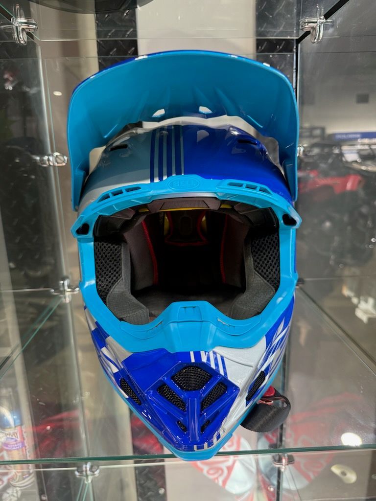 BELL MOTO-9 MIPS LOUVER GREY/BLUE HELMET - SIZE MEDIUM