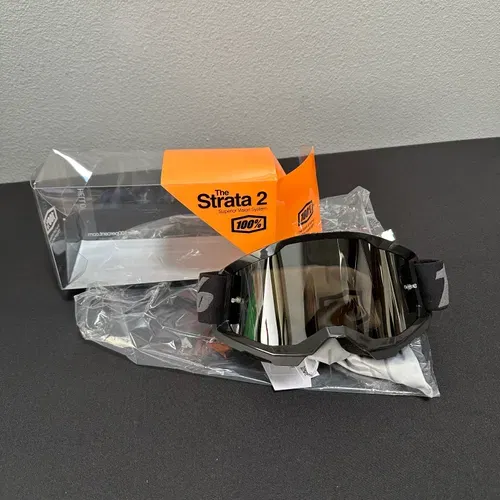 100 Percent Strata 2 Goggles Black With Silver Mirror Lens