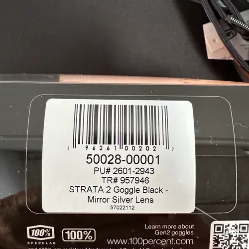 100 Percent Strata 2 Goggles Black With Silver Mirror Lens