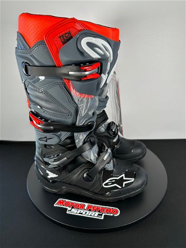Alpinestars Tech 7 Enduro Boots - Black/Gray/Red Fluorescent - Size 8
