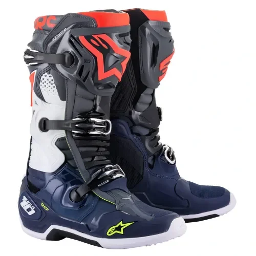 Alpinestars Tech 10 Boots - Dark Gray/Dark Blue/Red