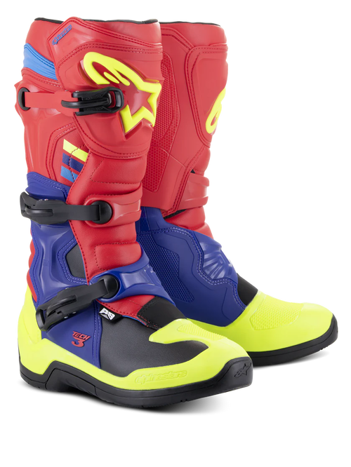 Alpinestars Tech 3 Boots - Red/Blue/Yellow - CLOSEOUT