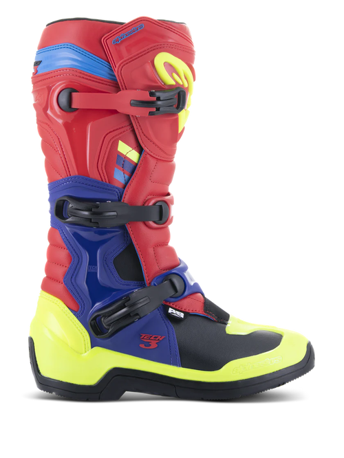 Alpinestars Tech 3 Boots - Red/Blue/Yellow - CLOSEOUT