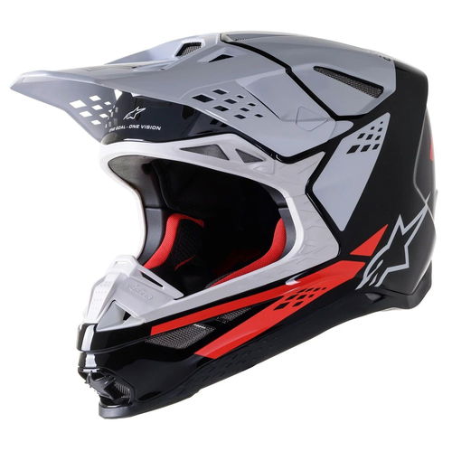 Alpinestars Supertech M8 Factory Black/White/Red Fluo Glossy Helmet - CLOSEOUT