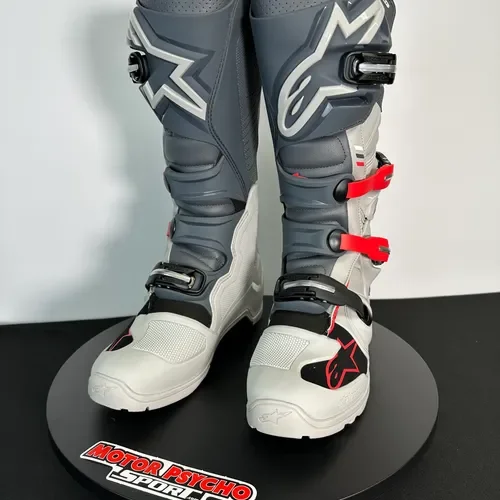 Alpinestars Tech 7 Enduro Boots - Light Gray/Dark Gray/Bright Red - Size 9 - 