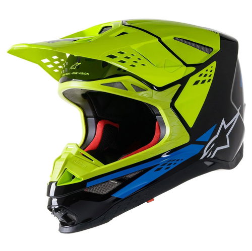 Alpinestars Supertech M8 Factory Black/Yellow Fluo/Blue Glossy Helmet - CLOSEOUT