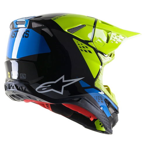 Alpinestars Supertech M8 Factory Black/Yellow Fluo/Blue Glossy Helmet - CLOSEOUT
