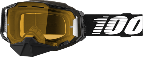 100% Armega Snow Goggles - Black Essential Frame - Yellow Lens