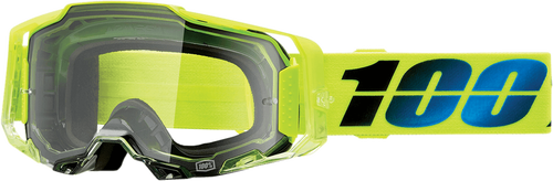 100% Armega Goggles - Koropi Fluo Yellow/Black/Blue Frame - Clear Lens