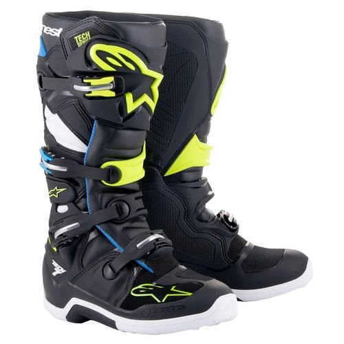 Alpinestars Tech 7 Boots - Black/Enamel/Blue/Yellow Fluo