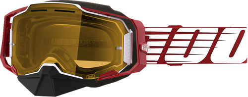 100% Armega Snow Goggles - Oversized Red Frame - Yellow Lens