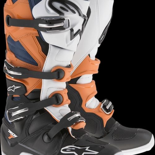 Alpinestars Tech 7 Boots - Black/Orange/Blue/White MX Sole