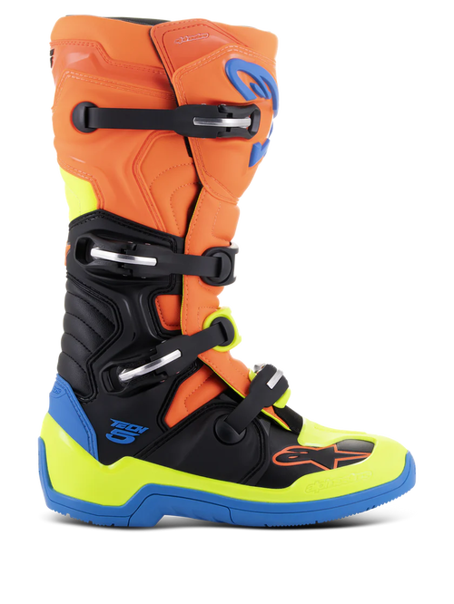 Alpinestars Tech 5 Boots - Orange Fluo/Enamel Blue/Yellow Fluo - CLEARANCE