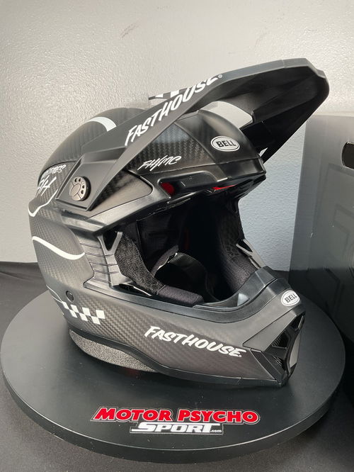 Bell Moto-10 Spherical Helmet - Fasthouse Raven Matte Black/White - Size Large - OPEN BOX