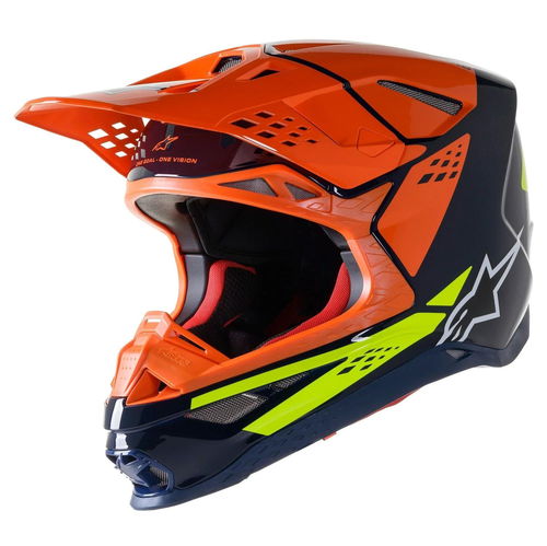 Alpinestars Supertech M8 Factory Dark Blue/Orange/Yellow Fluo Helmet - CLOSEOUT
