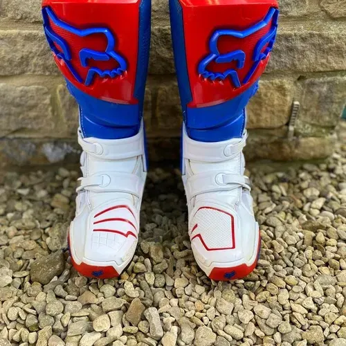 Red white and discount blue motocross boots
