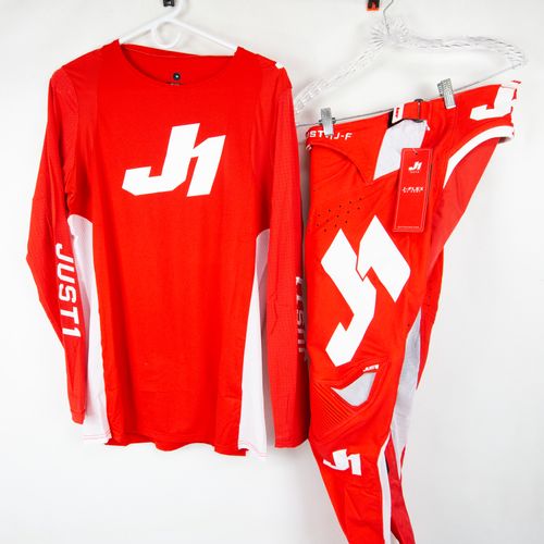 JUST1 J-FLEX ARIA Red-White Pant/Jersey Gear Combo