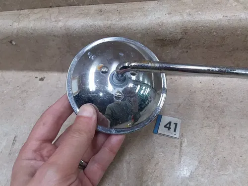 BATES NOS Unused 14" Mirror Triumph Harley 1950s 1960s ARP #41 ANX E9
