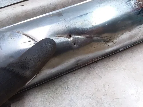 Honda CB450 Bomber Original Damaged Left Exhaust Muffler 1968 #13 ANX ARP E12