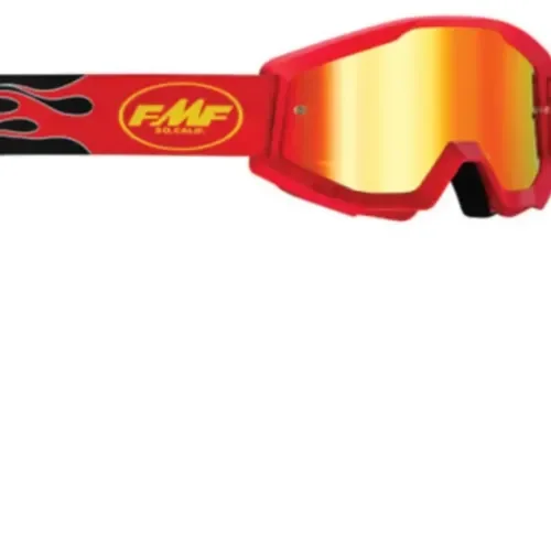 New FMF 100% PowerCore Goggle Flame RED Mirrored lens 