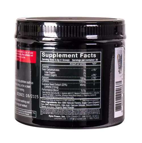 Ryno Power Gladiator Pre-Workout Strawberry Lemonade 30 Servings Natural Non-GMO