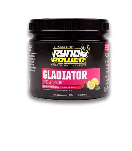 Ryno Power Gladiator Pre-Workout Strawberry Lemonade 30 Servings Natural Non-GMO