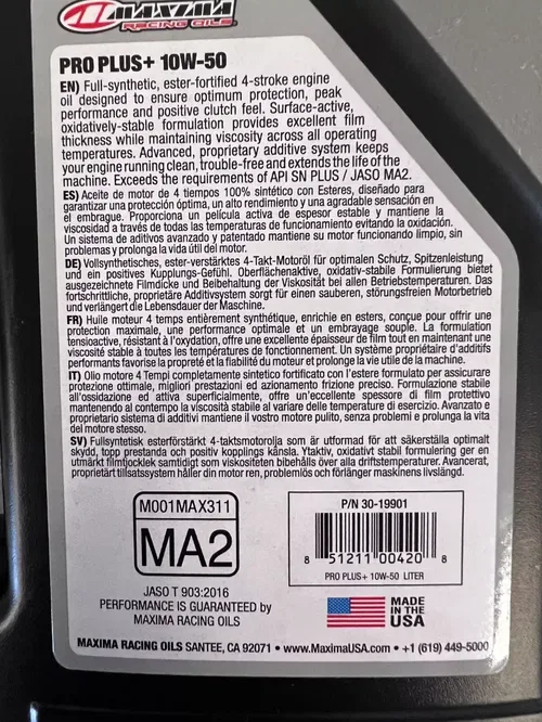 10w50 ProPlus+ Maxima Racing Oils Full Synthetic Engine Oil 4 Stroke MX ATV