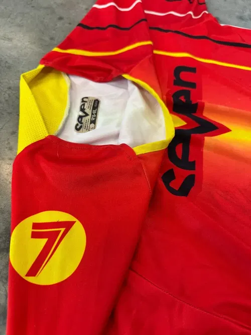 Seven MX Motocross Jersey Rival Size YL Yellow Red MX ATV Dirtbike Gear Youth L