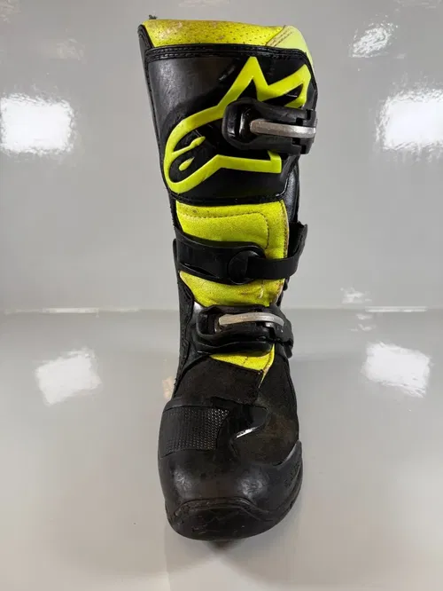 Alpinestars Tech 7s Motocross Boots Size 4 EU 37 Black Hi-Vis Off Road MX Youth