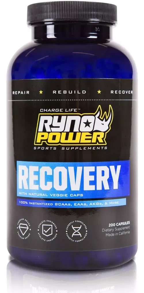 Ryno Power Recovery BCAA EAA AKG 33 Servings 200 Capsules All Natural Supplement