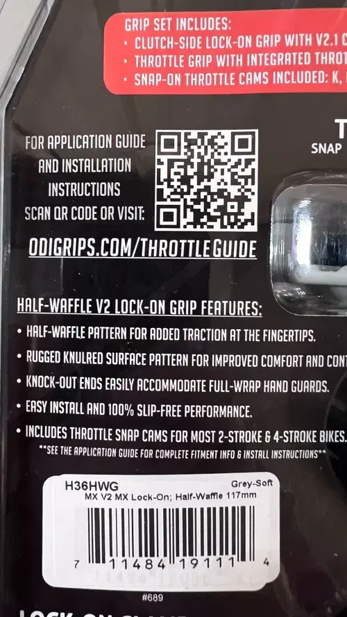 ODI Lock-On Grips Soft Compound Grey v2 Half Waffle MX Dirt Bike Moto 7/8 Twist
