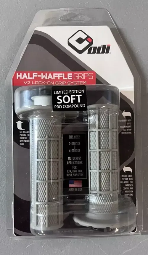 ODI Lock-On Grips Soft Compound Grey v2 Half Waffle MX Dirt Bike Moto 7/8 Twist