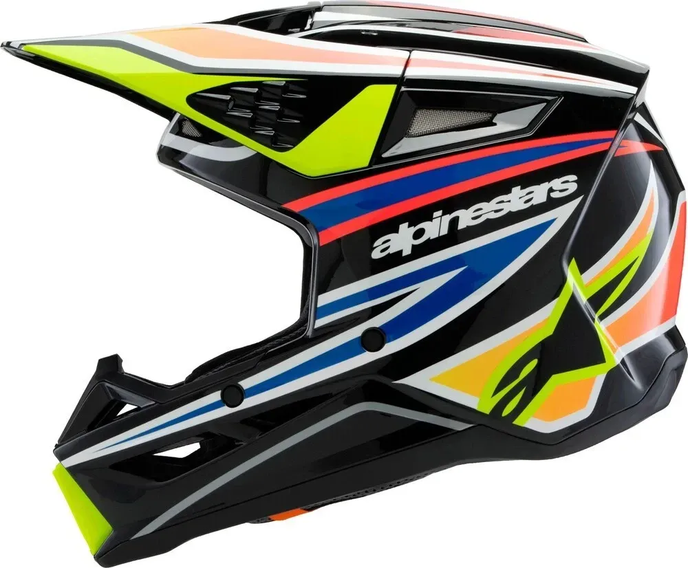 ALPINESTARS Youth SM3 Helmet - Wurx - Gloss Black/Yellow Fluo/Blue/Red - Small