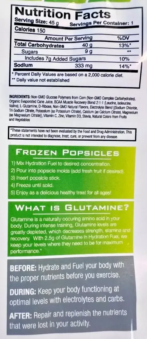 Ryno Power Hydration Lemon Lime Punch Single Serving 30g Carb 3g BCAA Drink Mix