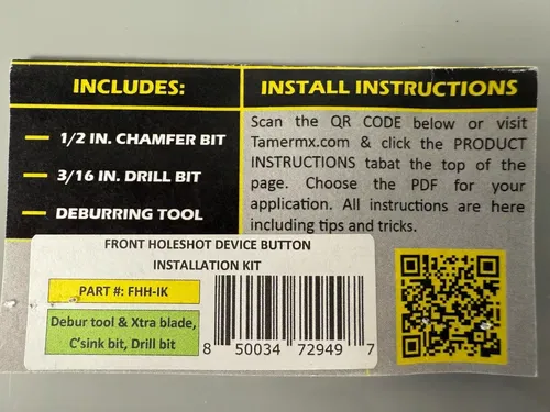 Tamer Front Holeshot Start Device Button Installation Kit Deburr Install Kit