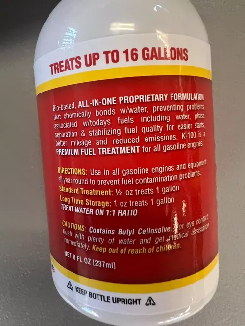 K100 Fuel Treatment 8oz G+  K 100 Gas Stabilizer Octane Boost Injector Cleaner